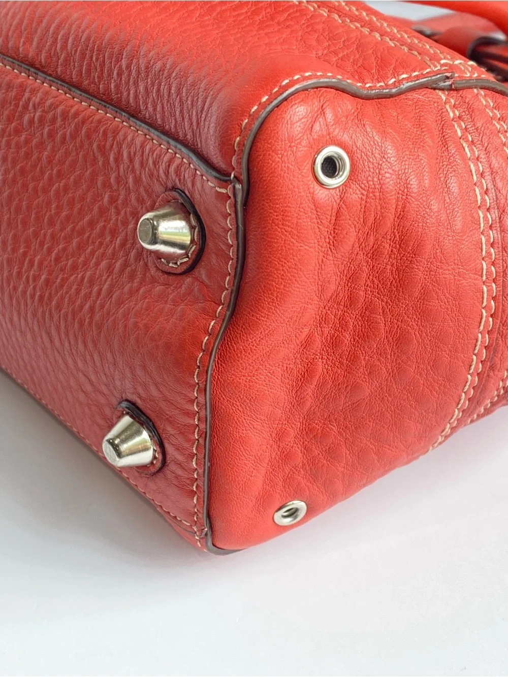 Coach Hamilton Braided Belted Leather Carryall in Coral Salmon